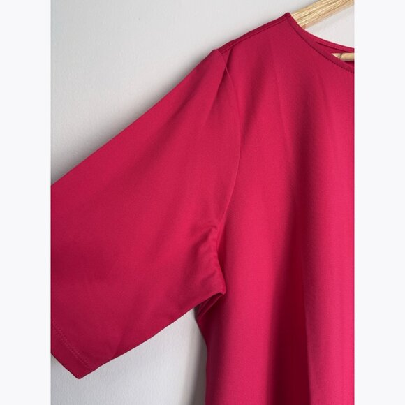 Susan Graver Essentials Women’s 1X Pink Liquid Knit Tunic Top Short Sleeves - Picture 3 of 9